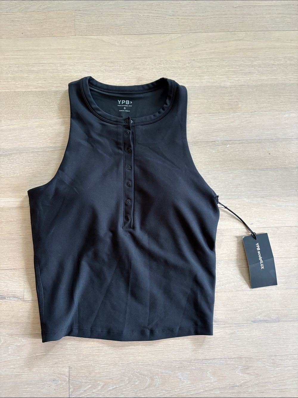 Abercrombie & Fitch Black Ribbed Henley Tank Top